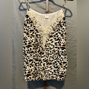 Melrose and Market Leopard Printed Tank SZ 1X lace trim Cami Top NWT